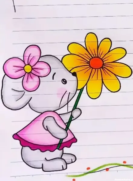 نقاشی دفتر مشق دخترانه اسان