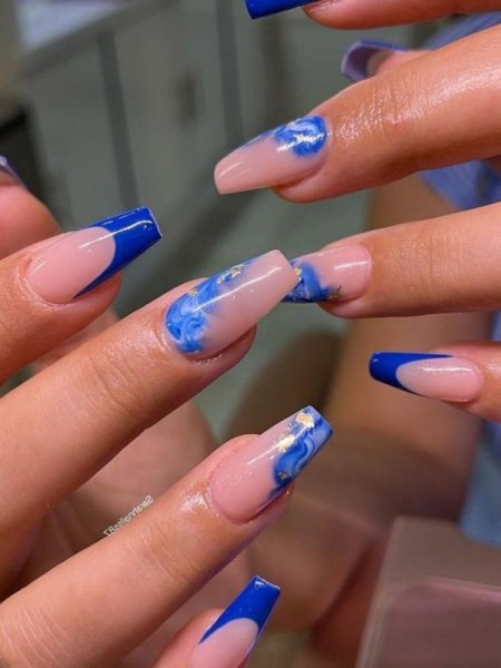  80 عکس طرح ناخن آبی