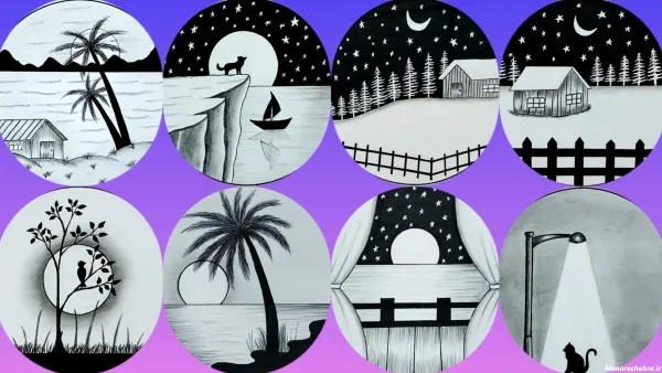  عکس نقاشی سیاه قلم ساده
