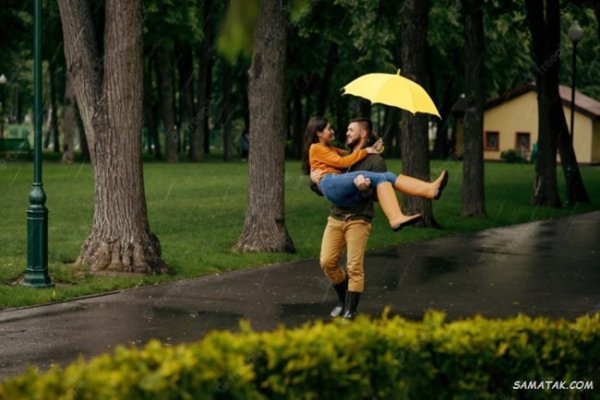  عکس بارانی عاشقانه دونفره