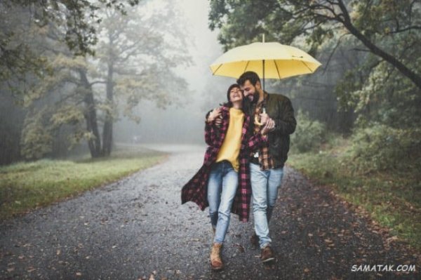  عکس بارانی عاشقانه دونفره