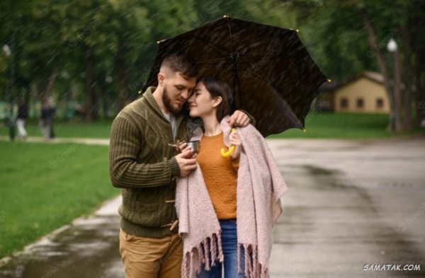  عکس بارانی عاشقانه دونفره