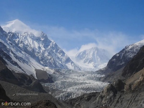 عکس کوه برفی در شب
