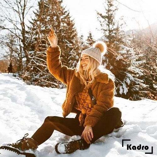  ژست عکاسی در برف اینستاگرام