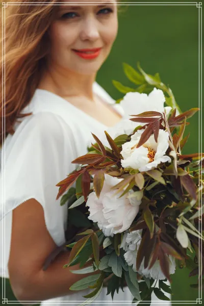 ژست عکس با باکس گل