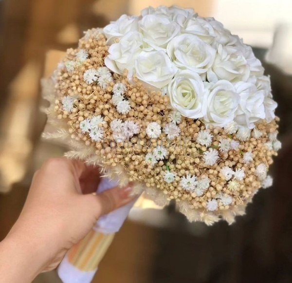  دسته گل عروس سفید