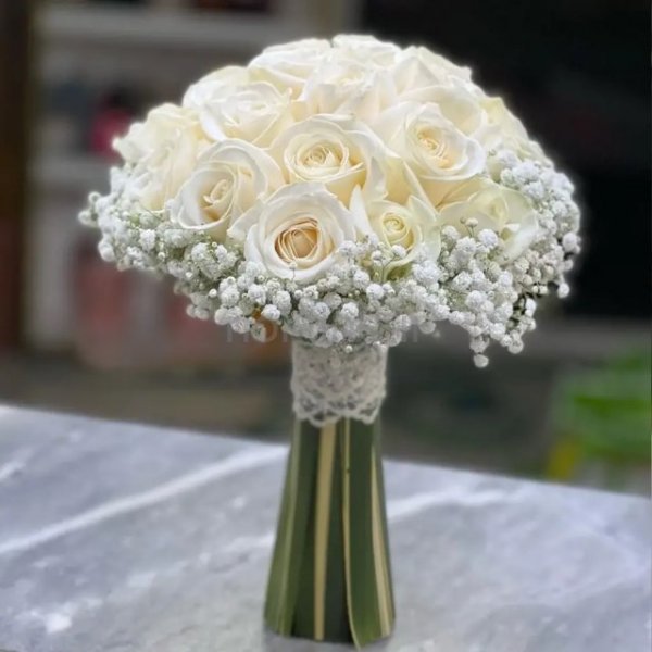  دسته گل عروس سفید