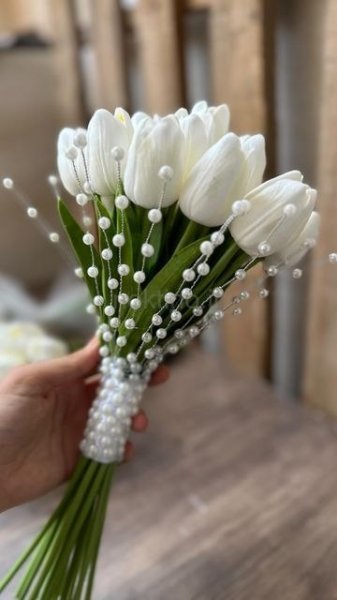  دسته گل عروس سفید