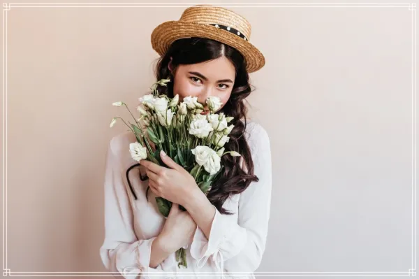 ژست عکس با دسته گل بزرگ