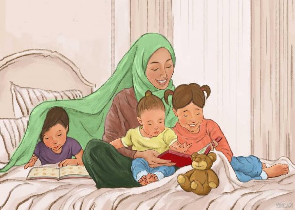 عکس مادر و فرزند با حجاب کارتونی