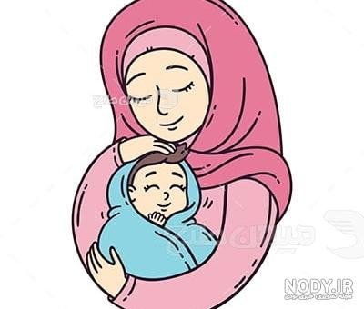 عکس مادر و فرزند با حجاب کارتونی