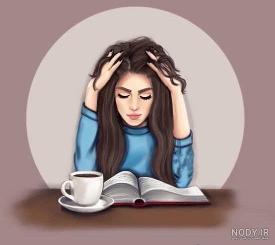  عکس دختر درحال درس خوندن فانتزی