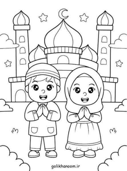 نقاشی مسجد ساده و زیبا