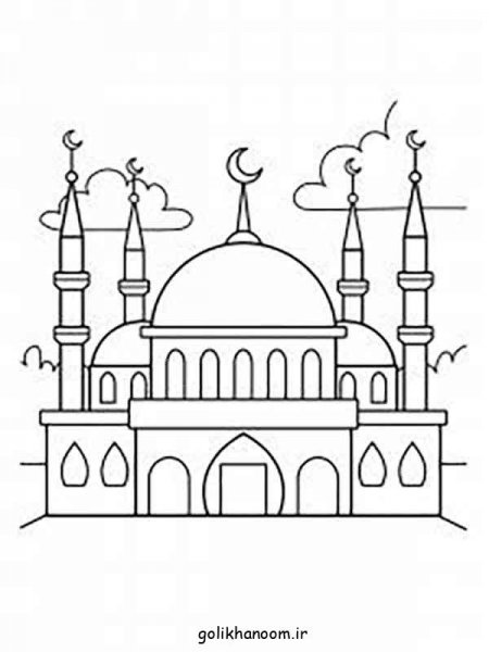 نقاشی مسجد ساده و زیبا