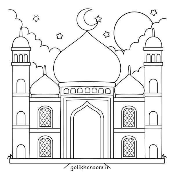 نقاشی مسجد ساده و زیبا