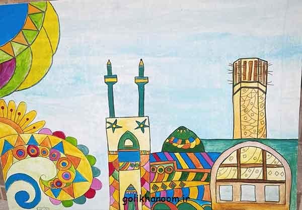 نقاشی مسجد ساده و زیبا