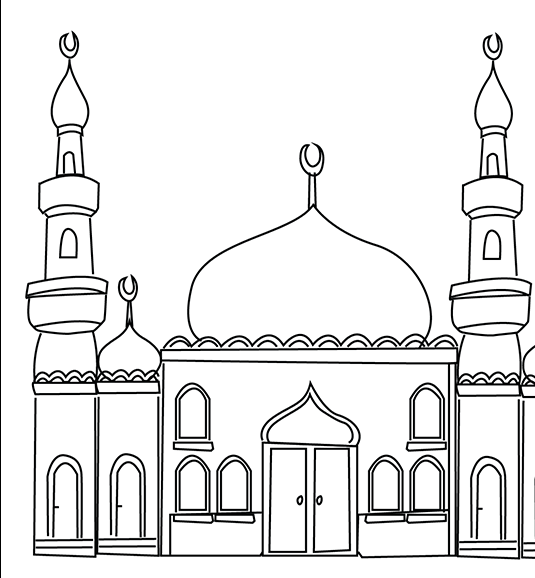 نقاشی مسجد ساده کودکانه