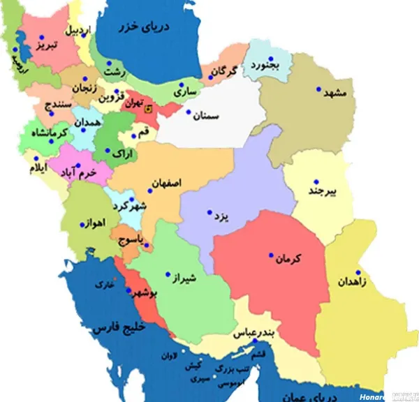 عکس نقشه ایران با اسم شهرها