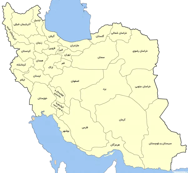 عکس نقشه ایران با اسم شهرها
