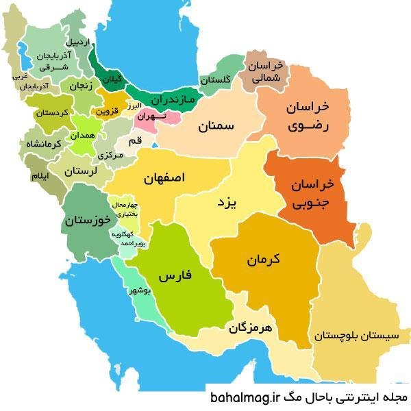 عکس نقشه ایران با مراکز استان ها