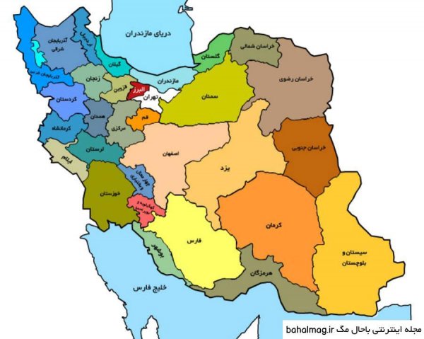 عکس نقشه ایران با مراکز استان ها