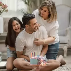 ژست عکس تولد خانوادگی در منزل