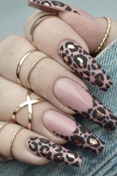  طرح ناخن پلنگی کرم قهوه ای