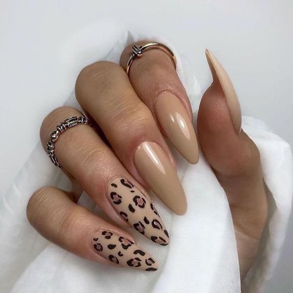  طرح ناخن پلنگی کرم قهوه ای