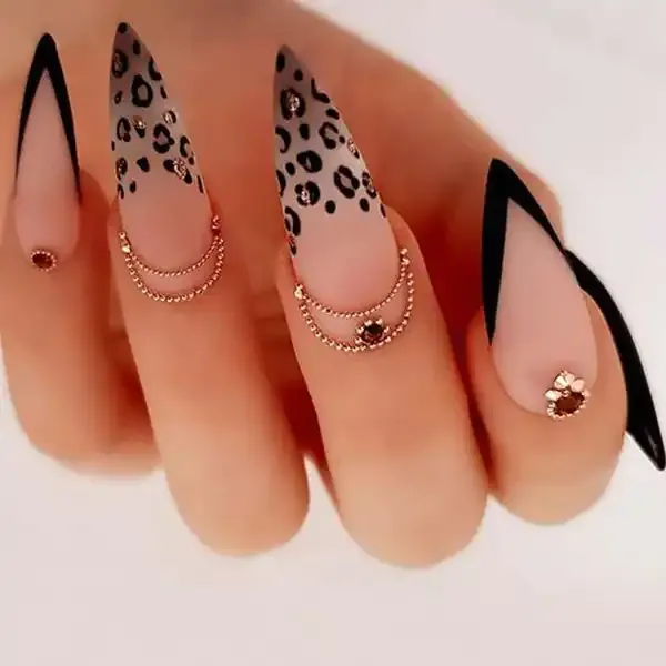  طرح ناخن پلنگی قهوه ای