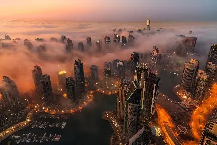  عکس شهر در شب از بالا