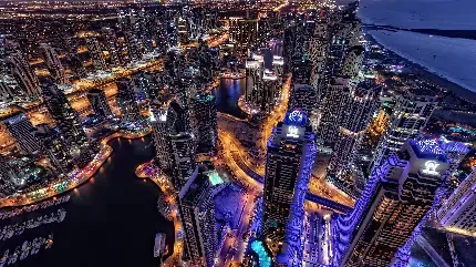  عکس شهر در شب از بالا