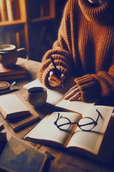  عکس دختر تنها در حال نوشتن
