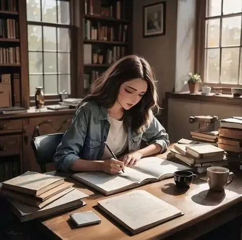  عکس دختر تنها در حال نوشتن