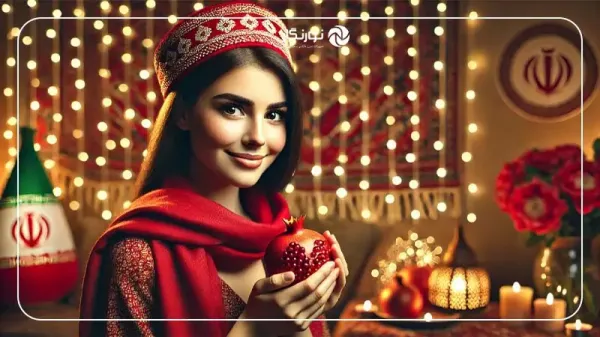  ژست دخترانه شب یلدا با تم یلدایی