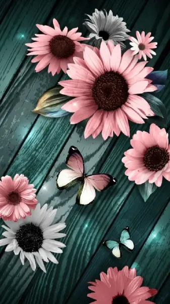  تصویر زمینه گل و پروانه برای گوشی