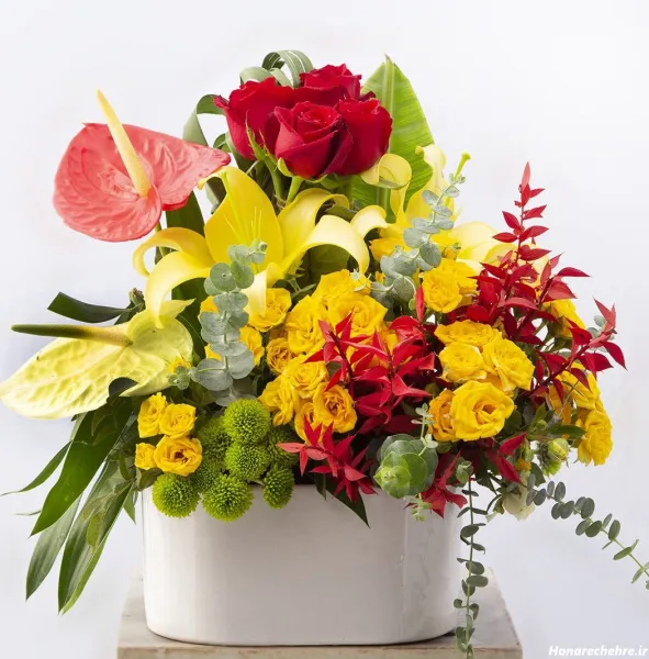 عکس گل زرد و قرمز