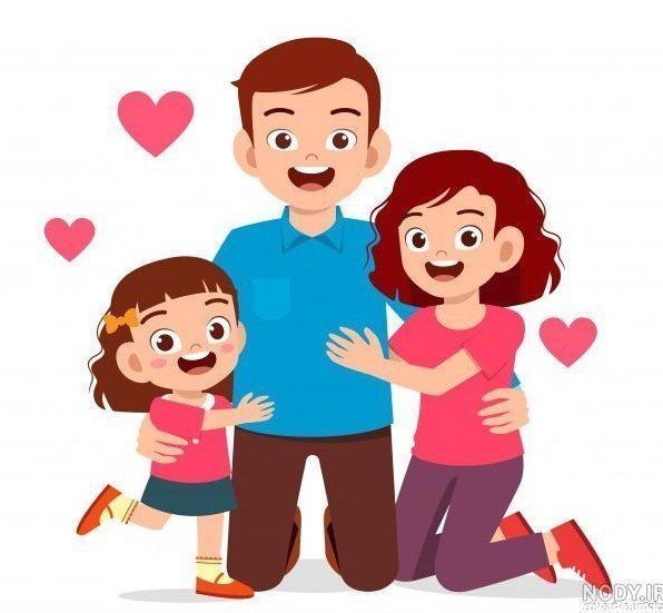  عکس کارتونی پدر و دو دختر