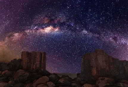 عکس تصویر زمینه شب پر ستاره کویر برای کامپیوتر