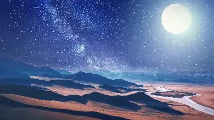  عکس تصویر زمینه شب پر ستاره کویر برای کامپیوتر