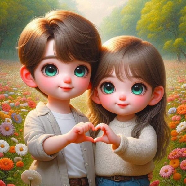  عکس کارتونی پسر و دختر عاشق