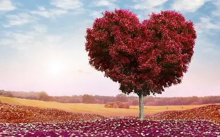  والپیپر مینیمال درخت قلبی فانتزی