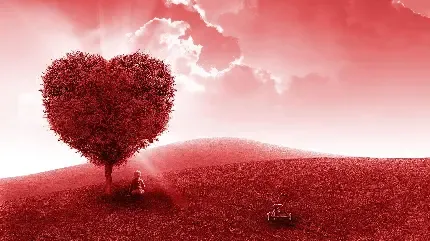  والپیپر مینیمال درخت قلبی فانتزی