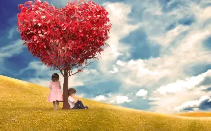  والپیپر مینیمال درخت قلبی فانتزی