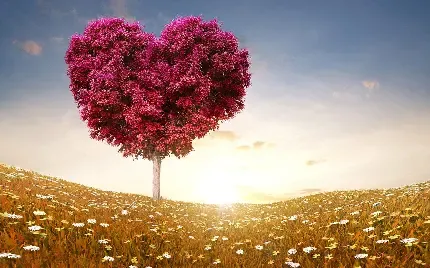  والپیپر مینیمال درخت قلبی فانتزی