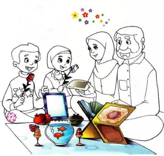  عکس نقاشی سفره هفت سین کودکانه ساده
