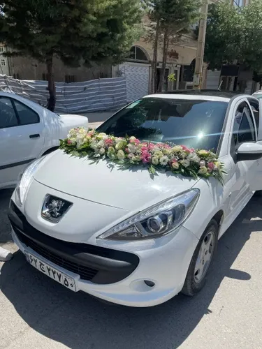 عکس تزیین ماشین عروس با گل داوودی