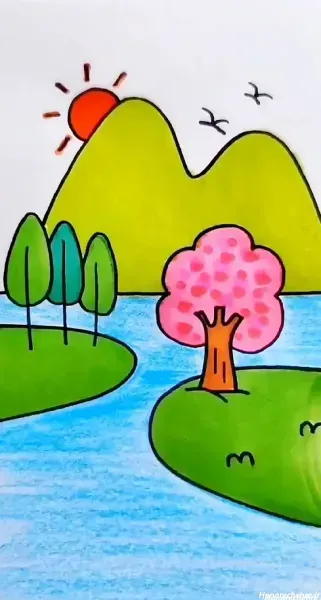  عکس نقاشی منظره آسان
