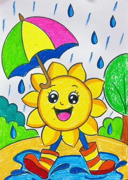  نقاشی منظره با مداد رنگی آسان