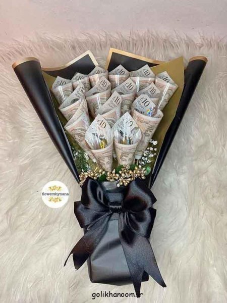  تزیین گل با پول برای تولد