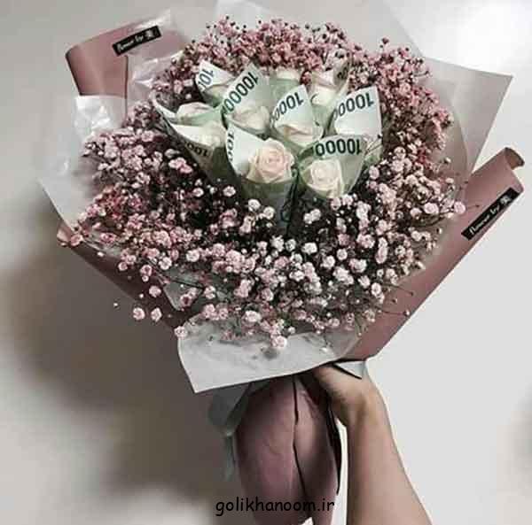  عکس دسته گل با پول و شکلات